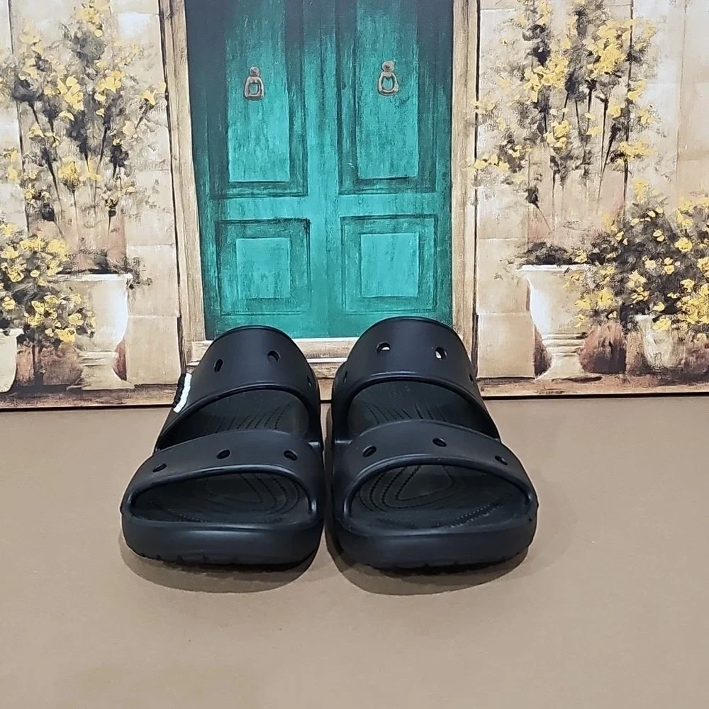 Crocs‎ Mens Size 13 Clogs Straps Black Slip On Beach Outdooor Rubber